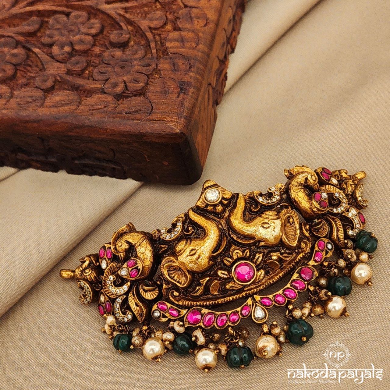 Elephant Peacock Kundan Choker (Gn7256)