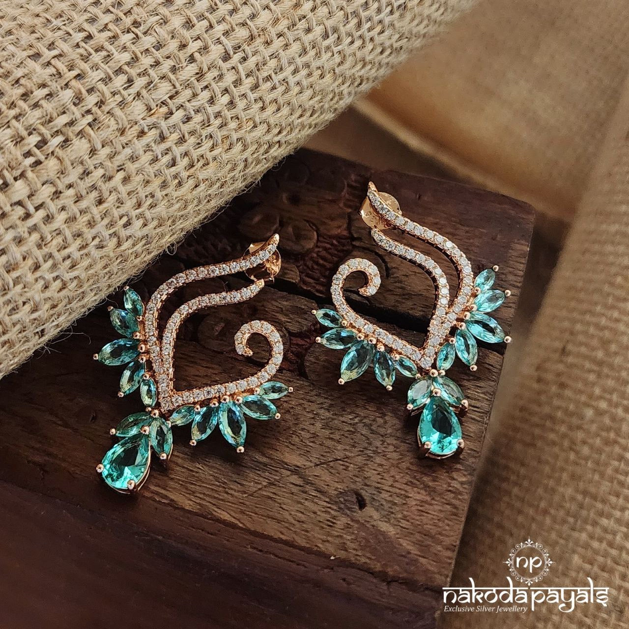 Leaf Swirl Rosegold Earrings (St3226)