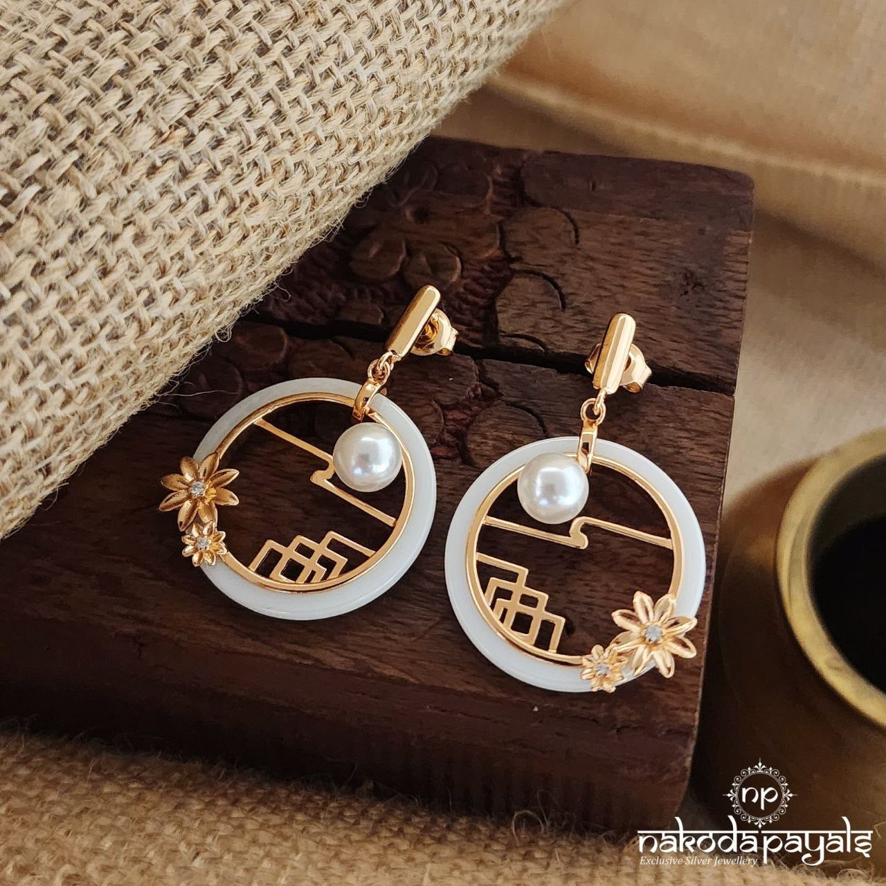 Floral Pearl Rosegold Earrings (St3239)