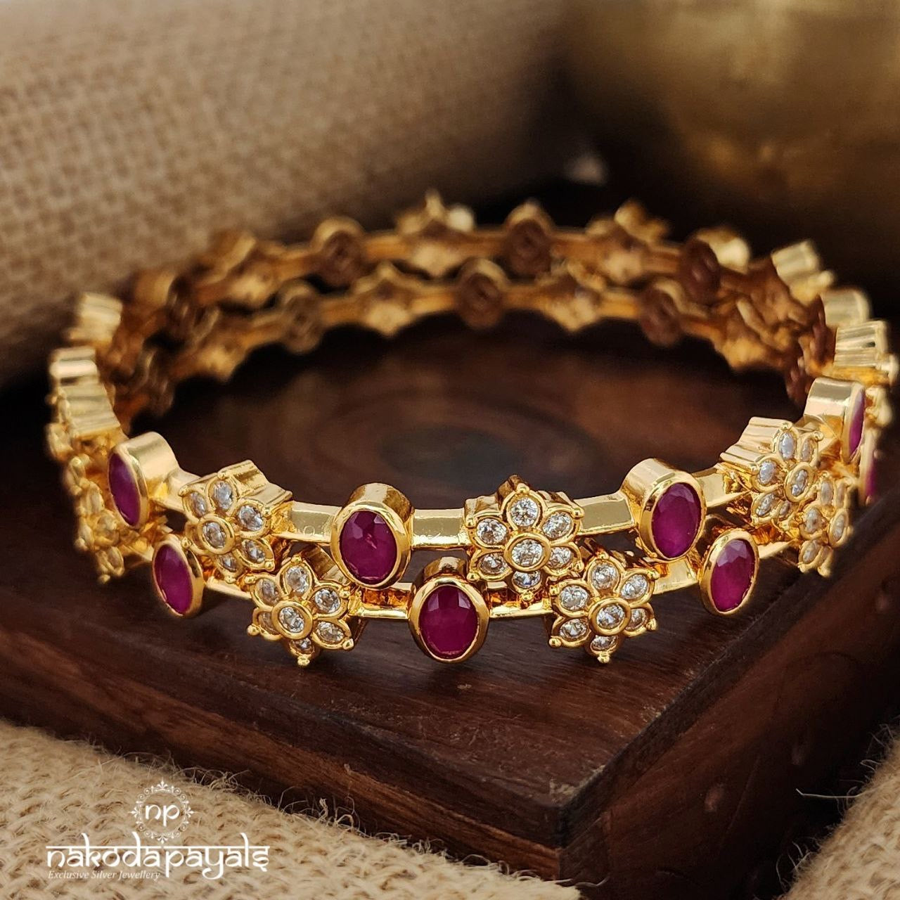 Gleaming Pink Bangles Pair (Gk2946)