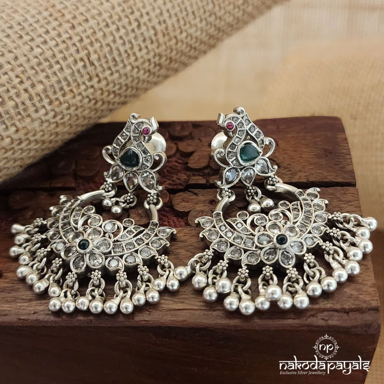 Green Peacock Chandbali (C3110)