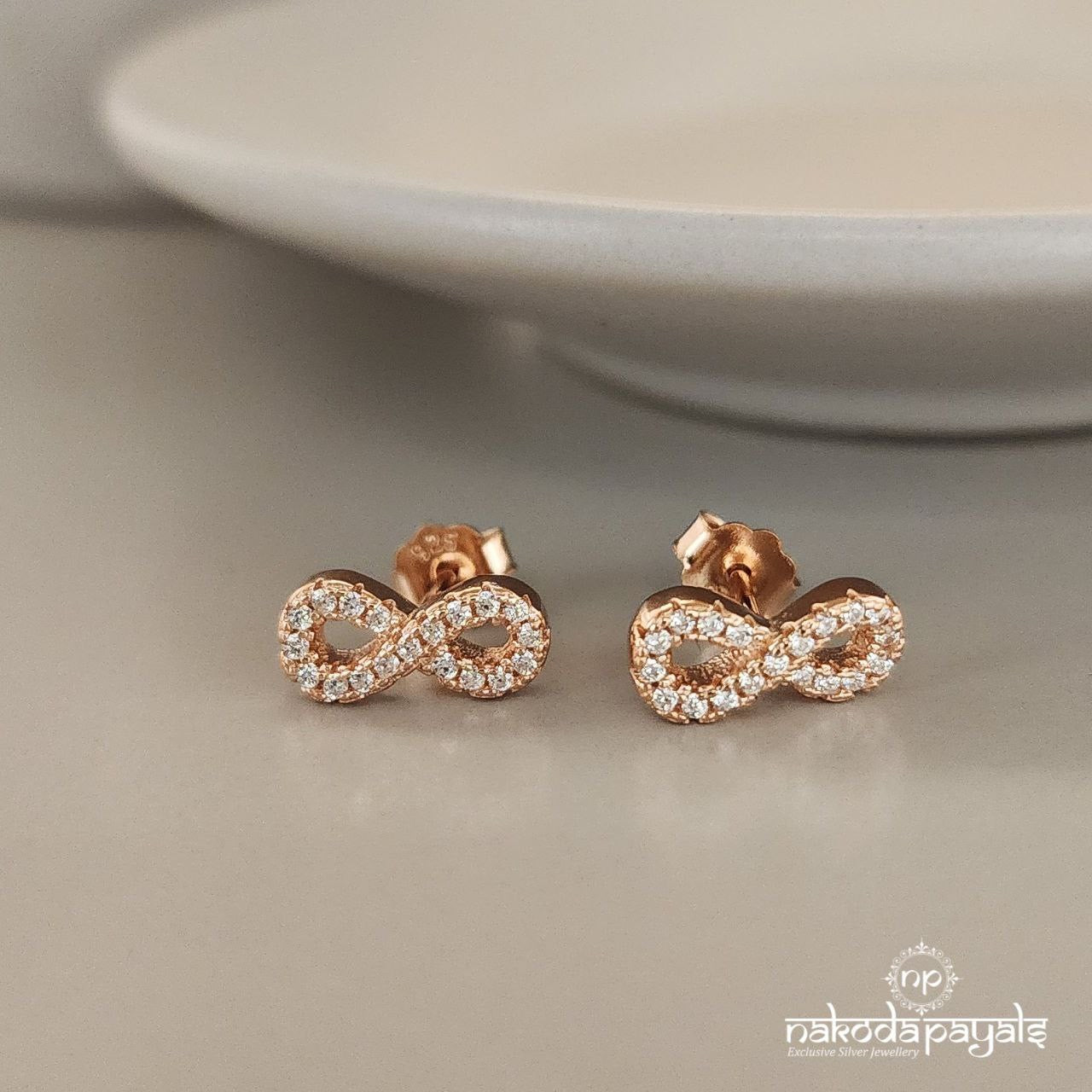 Infinity Sparkling Rosegold Studs (St3269)
