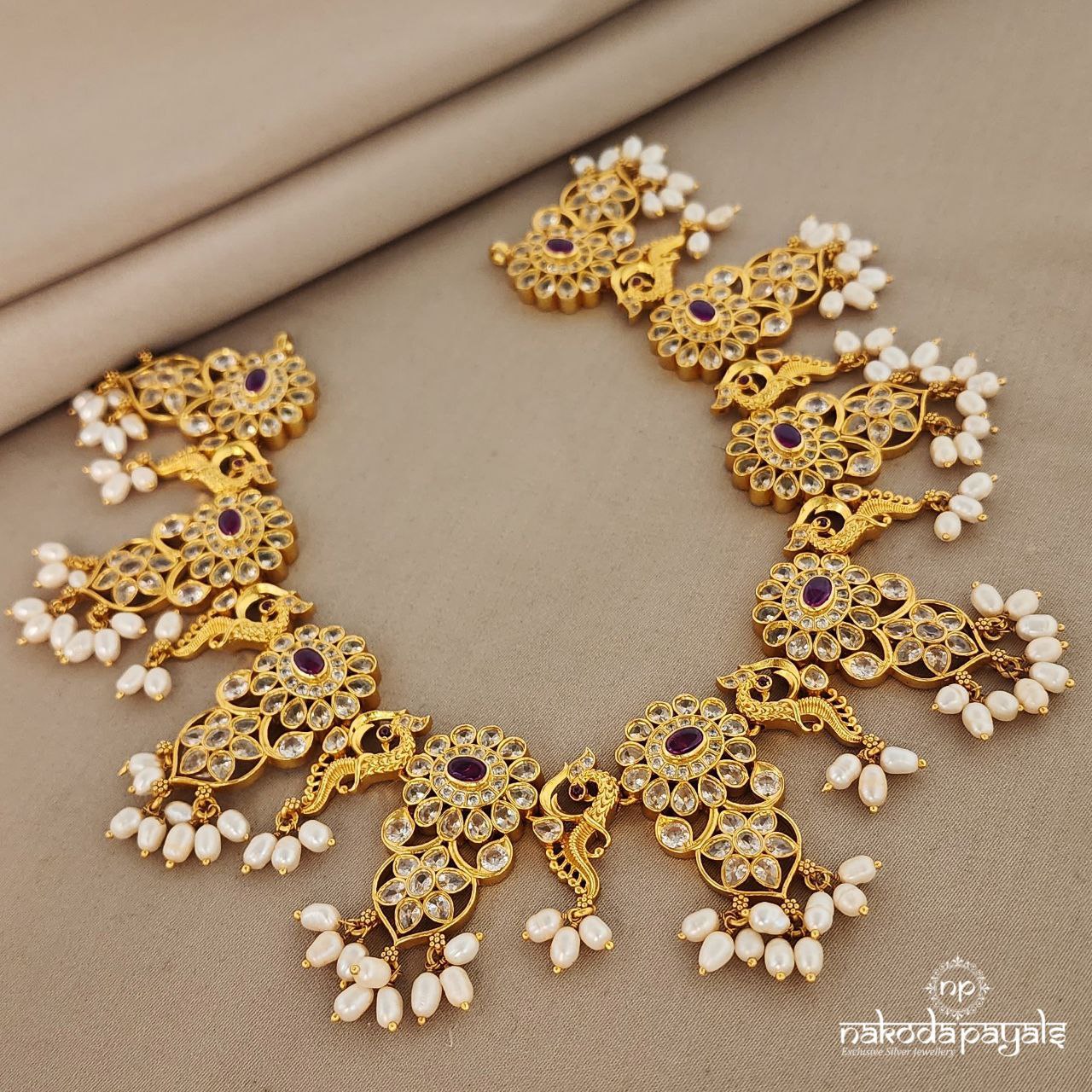 Floral Peacock Guttapusalu Neckpiece (GN6080)