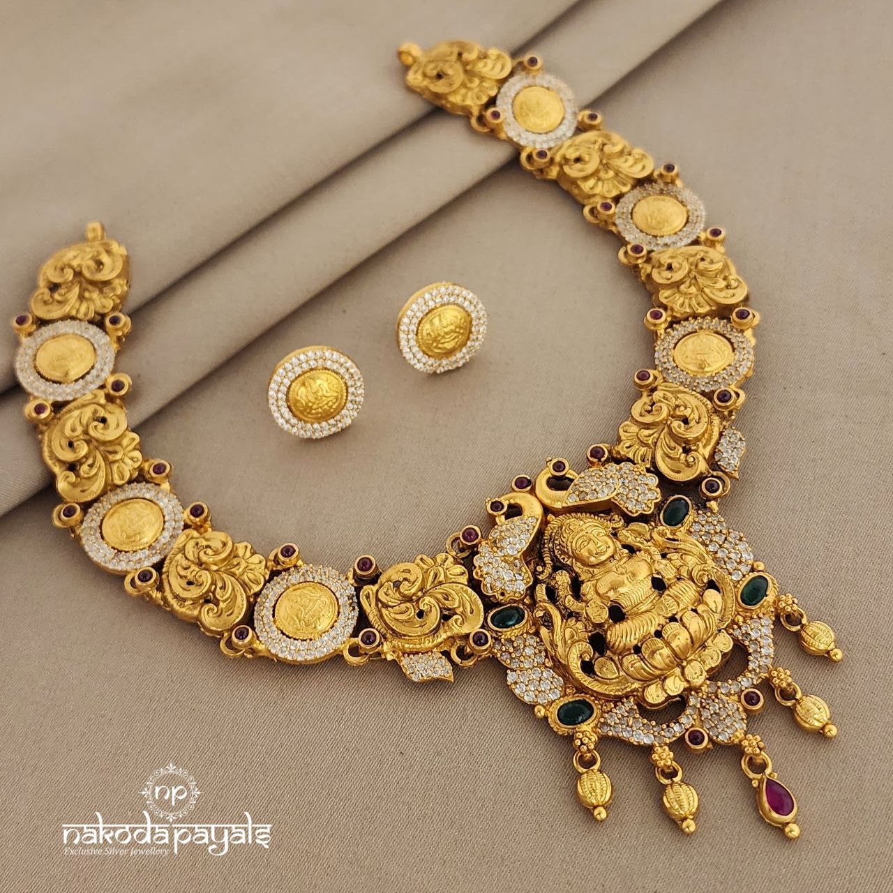Lakshmi Coined Neckpiece With Earrings (GN6094)
