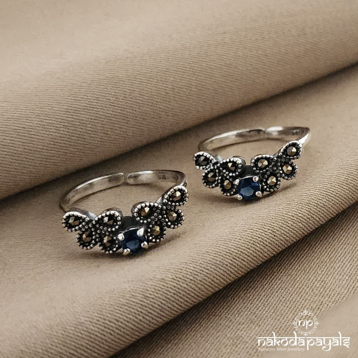 Blue Marcasite Toerings (T2785)