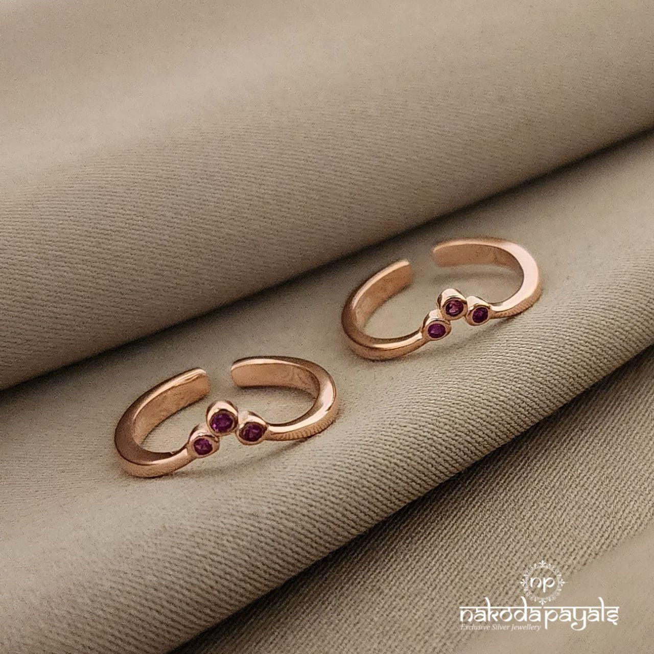 Pink Cubic Zircons Toerings Pair (T2820)