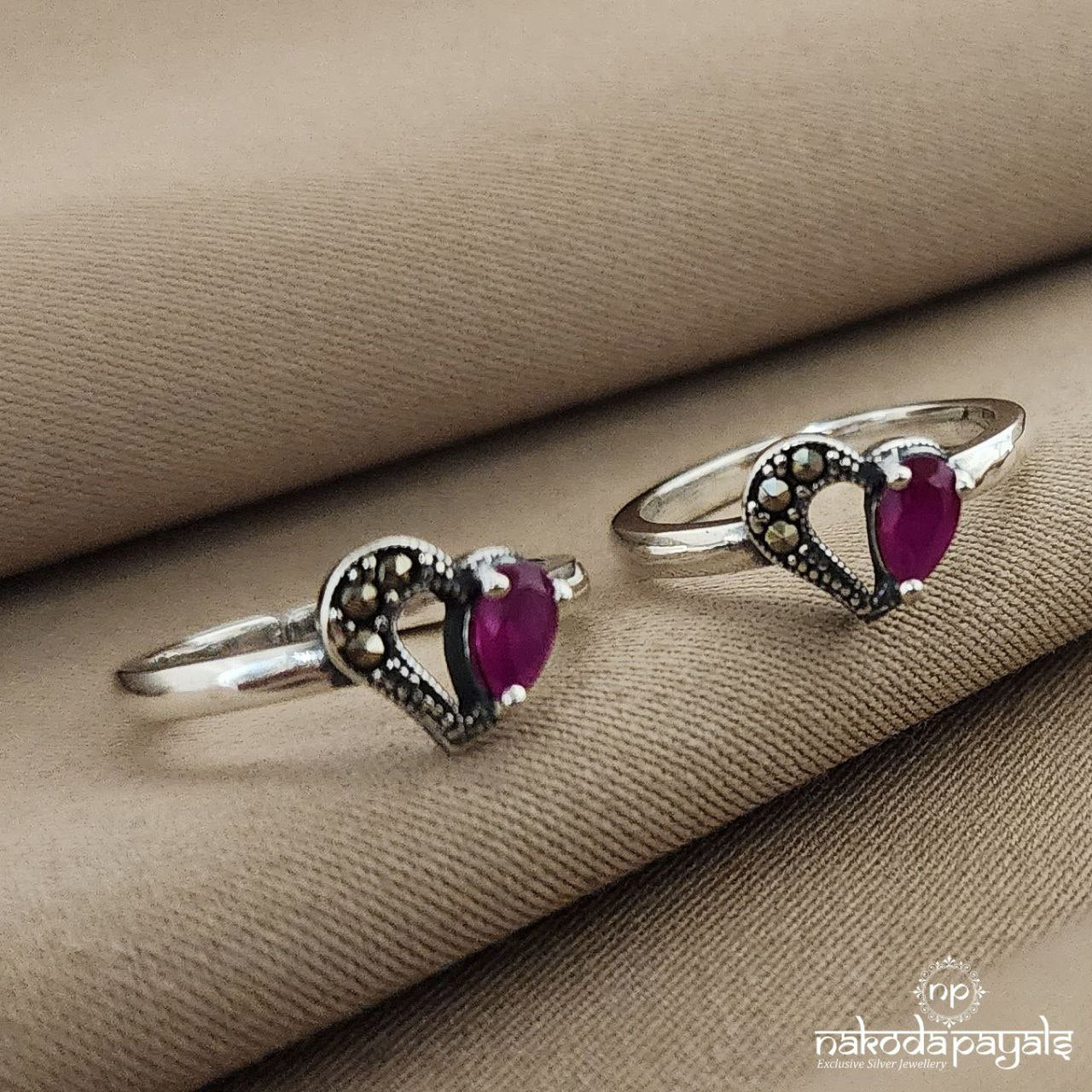 Pink Heart Toerings Pair (T2832)