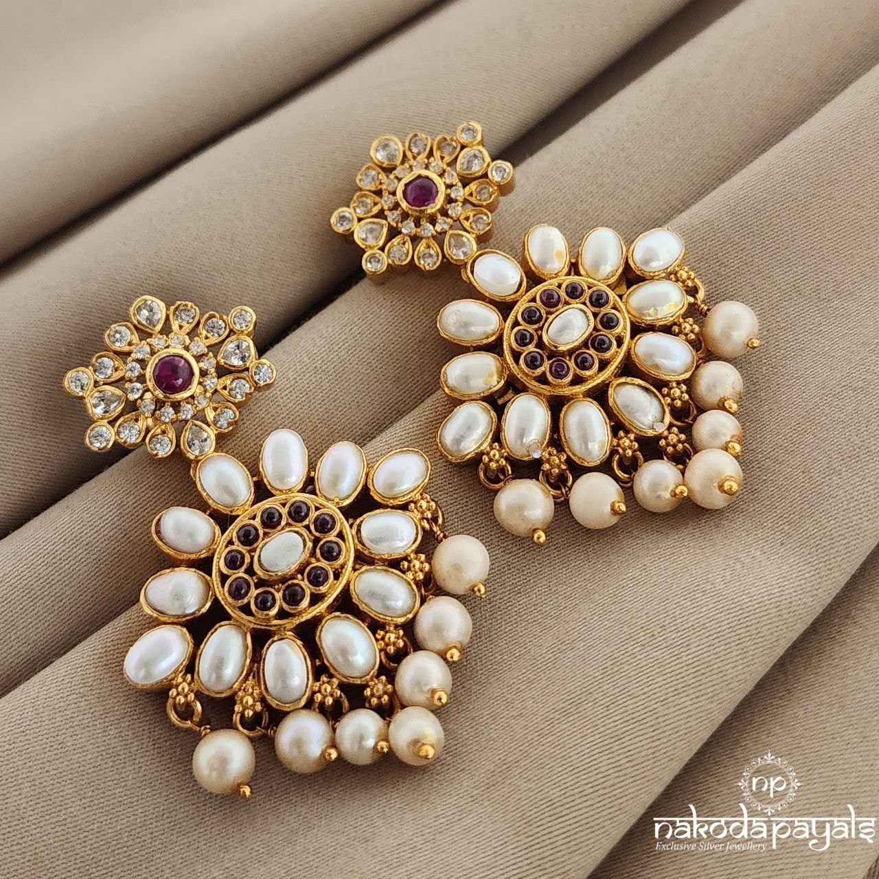 Floral Pearl Chandbali (GE6182)