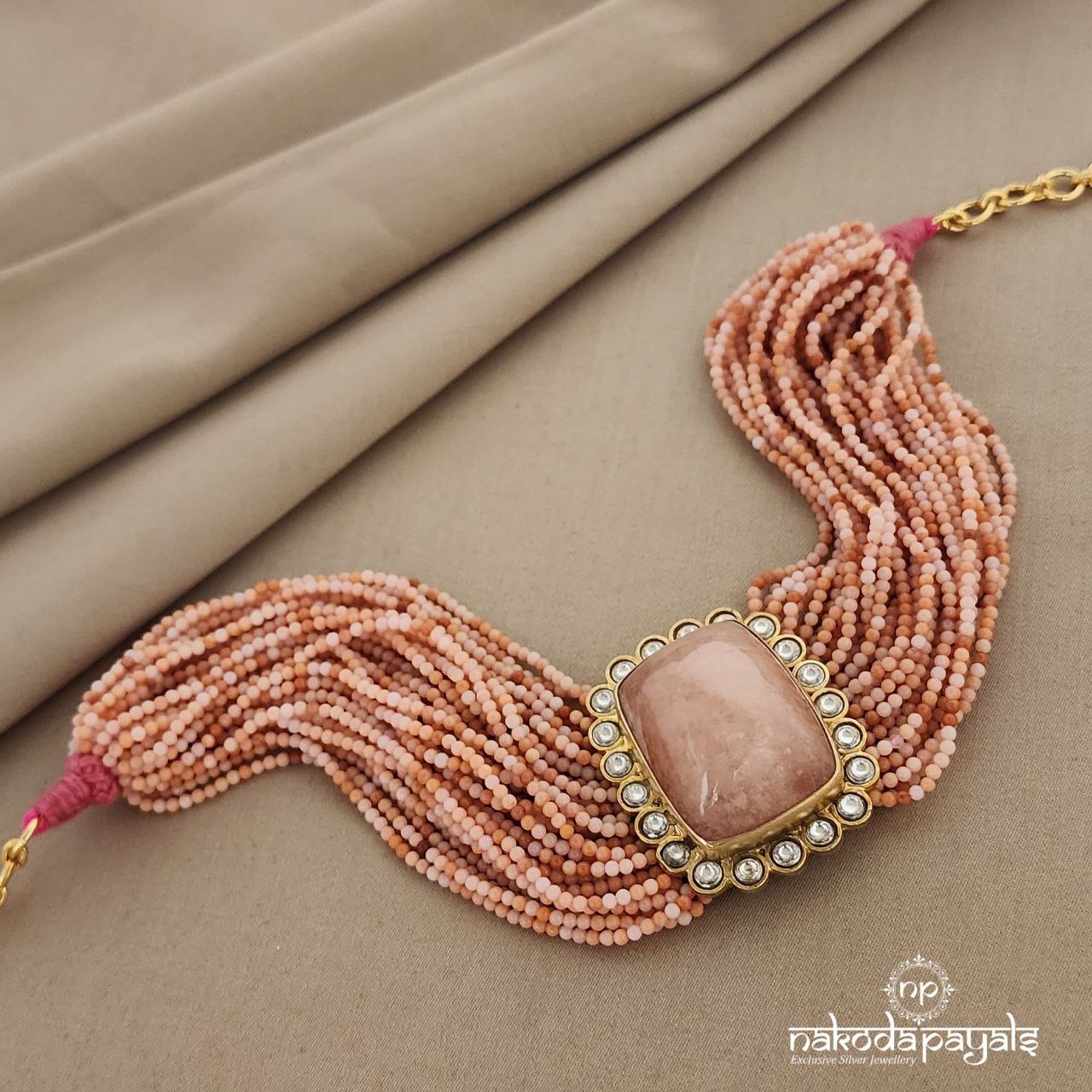 Rose Quartz Beaded Choker(GN683)