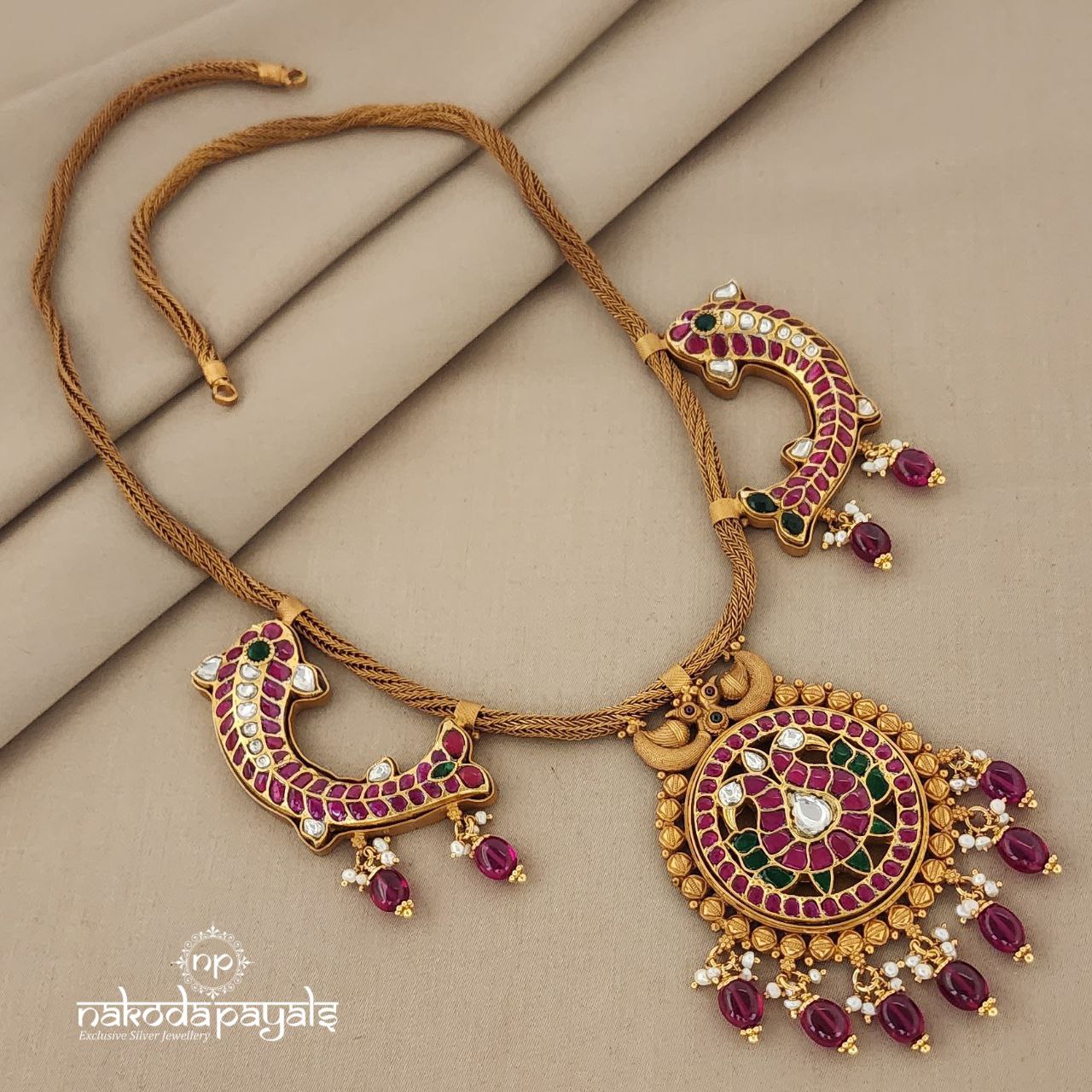Sizeable Kundan Fish Rope Neckpiece (GN6227)