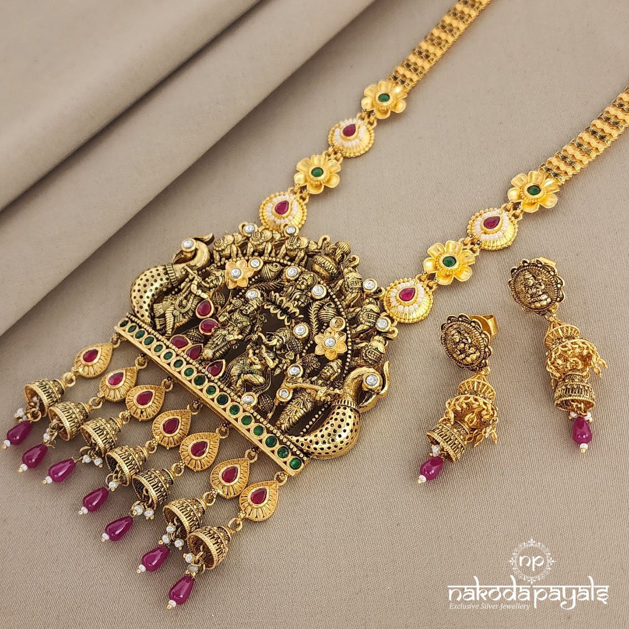 Panchdeva Kundan Neckpiece with Earrings(GN6233)