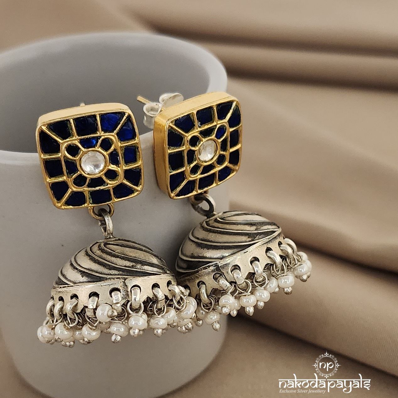 Royal Blue Kundan Jhumka (DT0727)