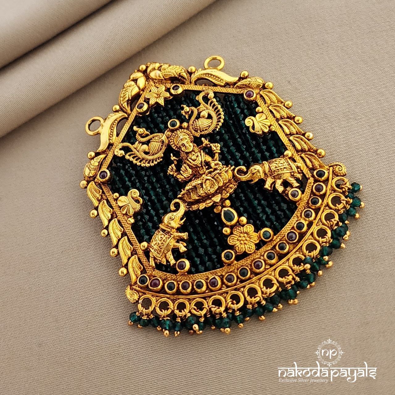 Green Beaded Gajalalshmi Pendant (GP1531)