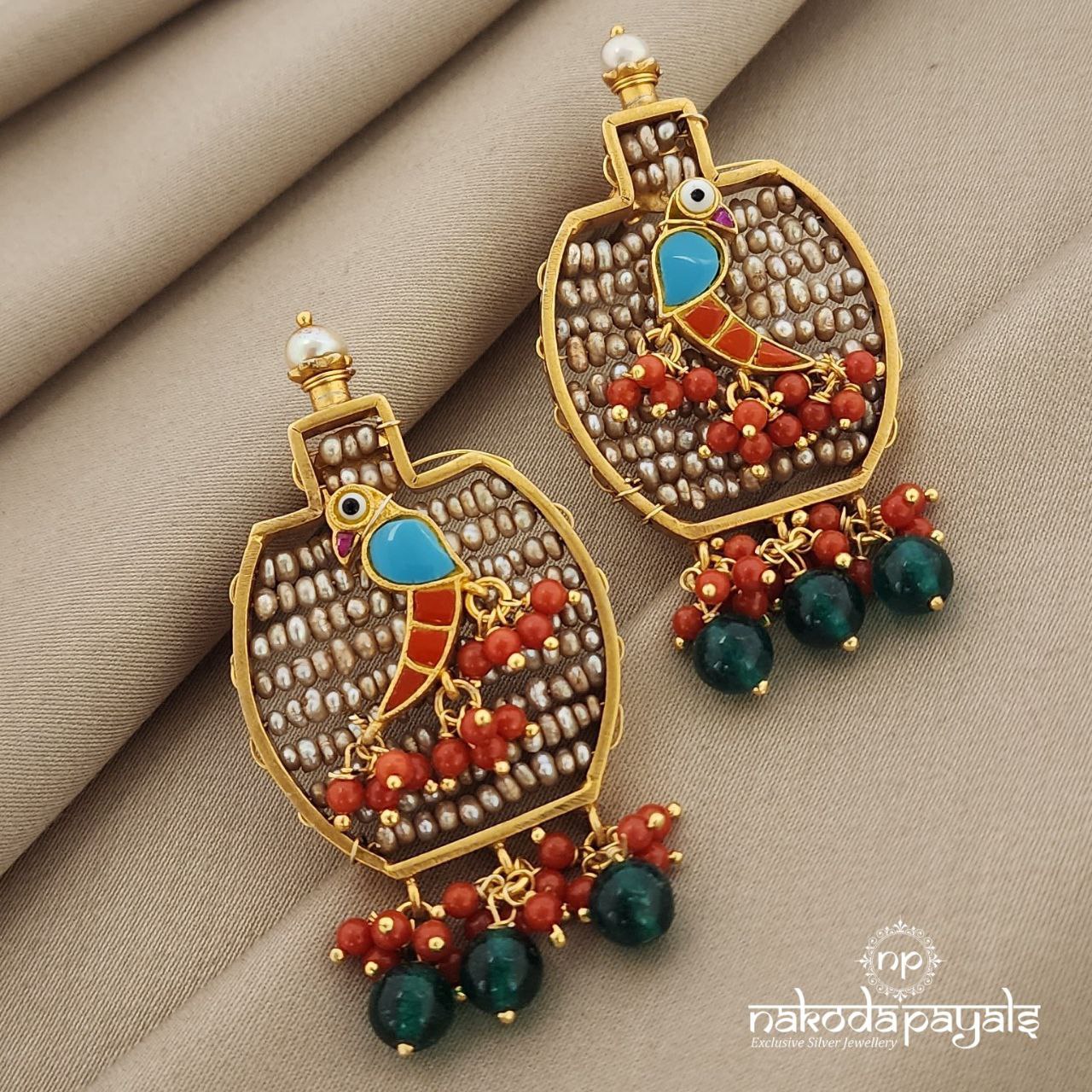 Pleasing Coral Birdie Chandbali (DT0744)