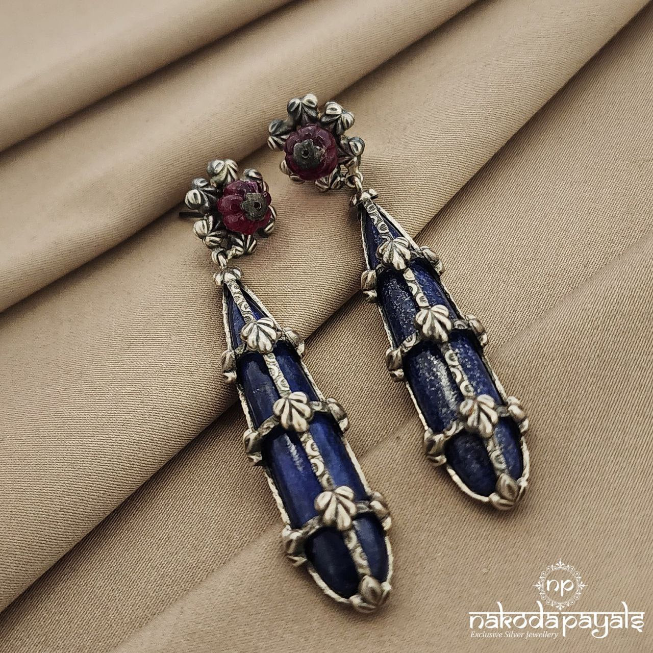 Long Lapis Blue Chandbali (C7418)