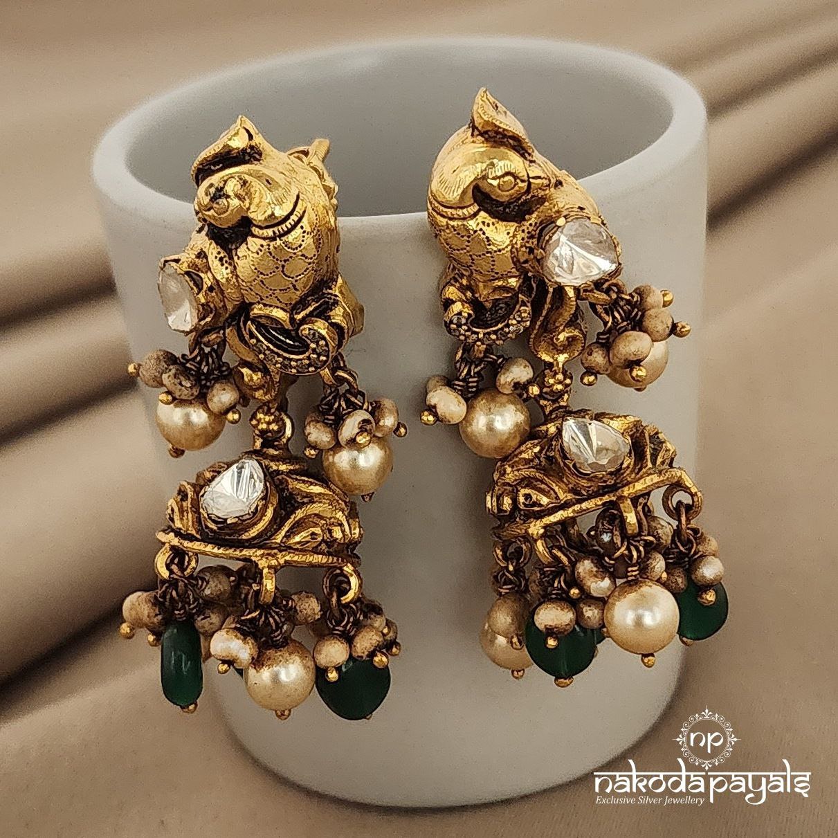 Pretty Peacock Moissanite Jhumka (GE6307)