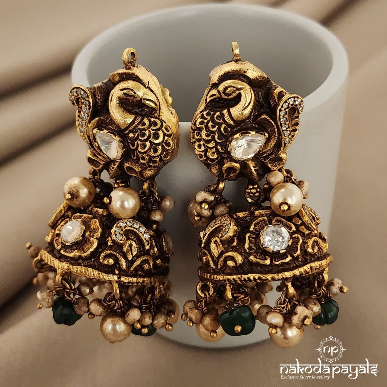 Enticing Peacock Moissanite Jhumka (GE6311)