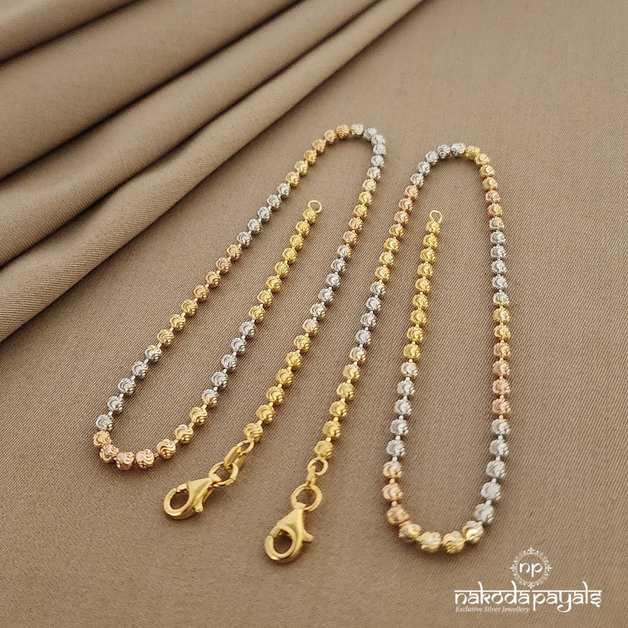 Mini Ball Tri Colour Anklets (A4676)