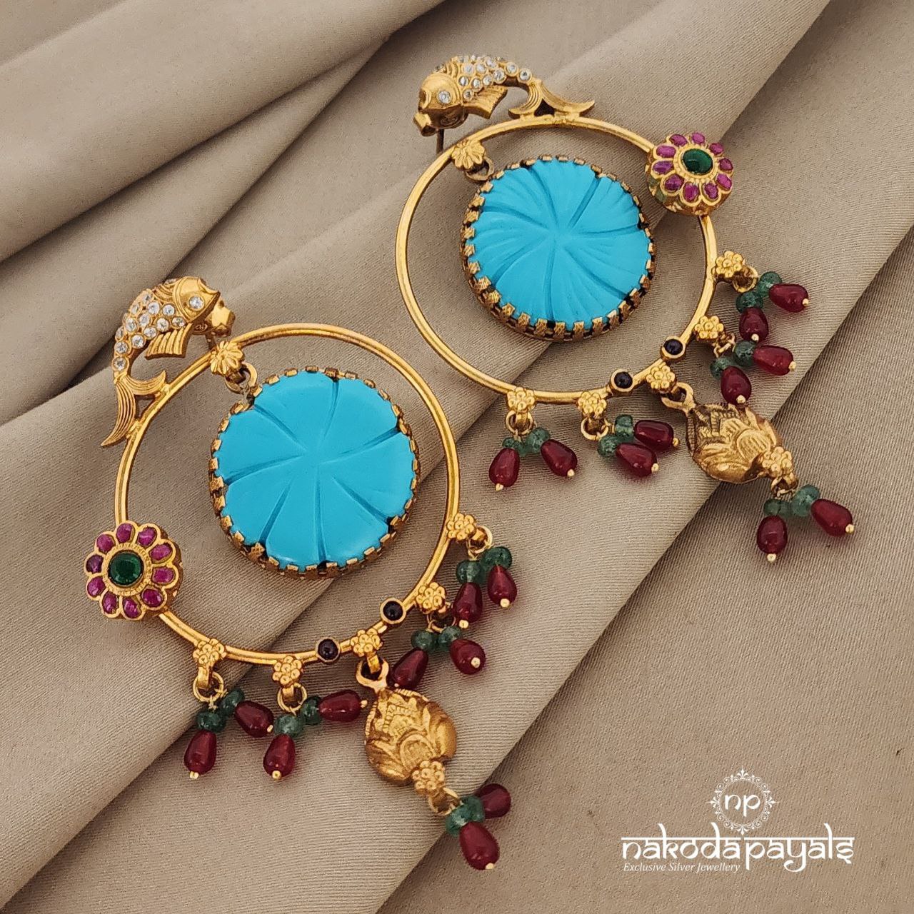 One Of A Kind Turquoise Chandbali (GE6332)