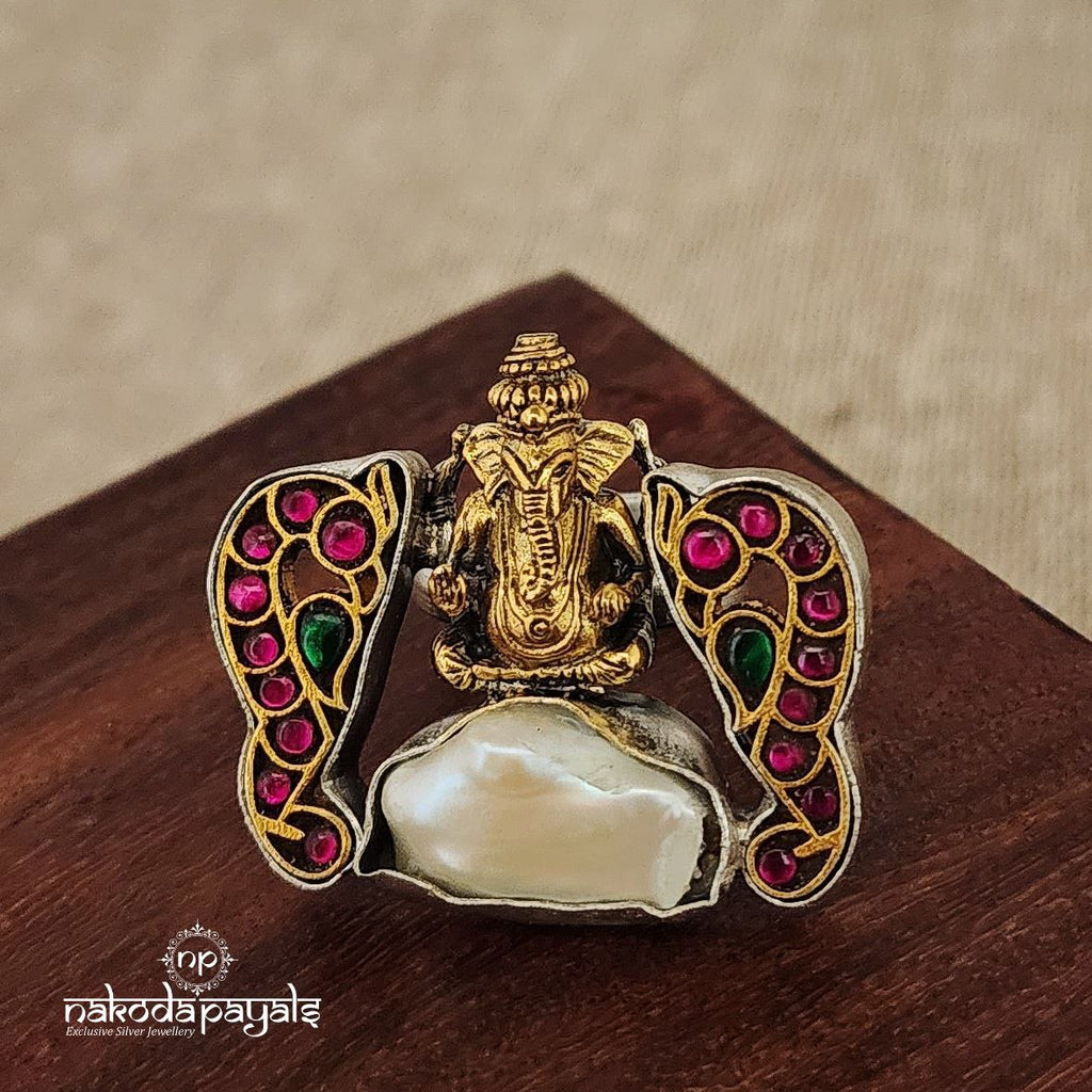 Natural Pearl Ganesha Ring(F2218)