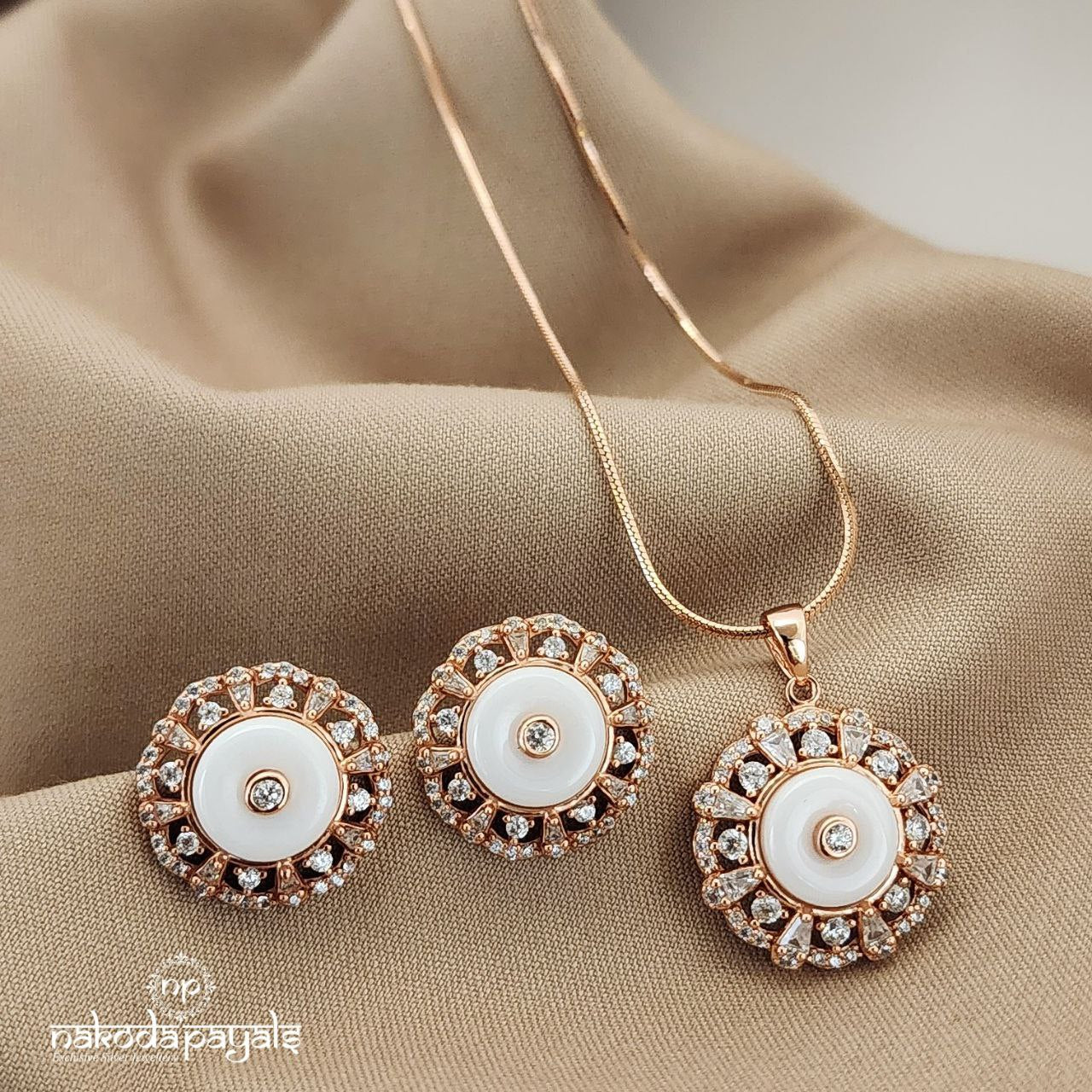 Curved MOP Rosegold Pendet Set (ST2122)