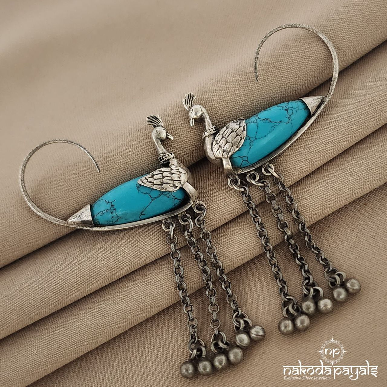 Turquoise Peacock Chandbali (C7554)