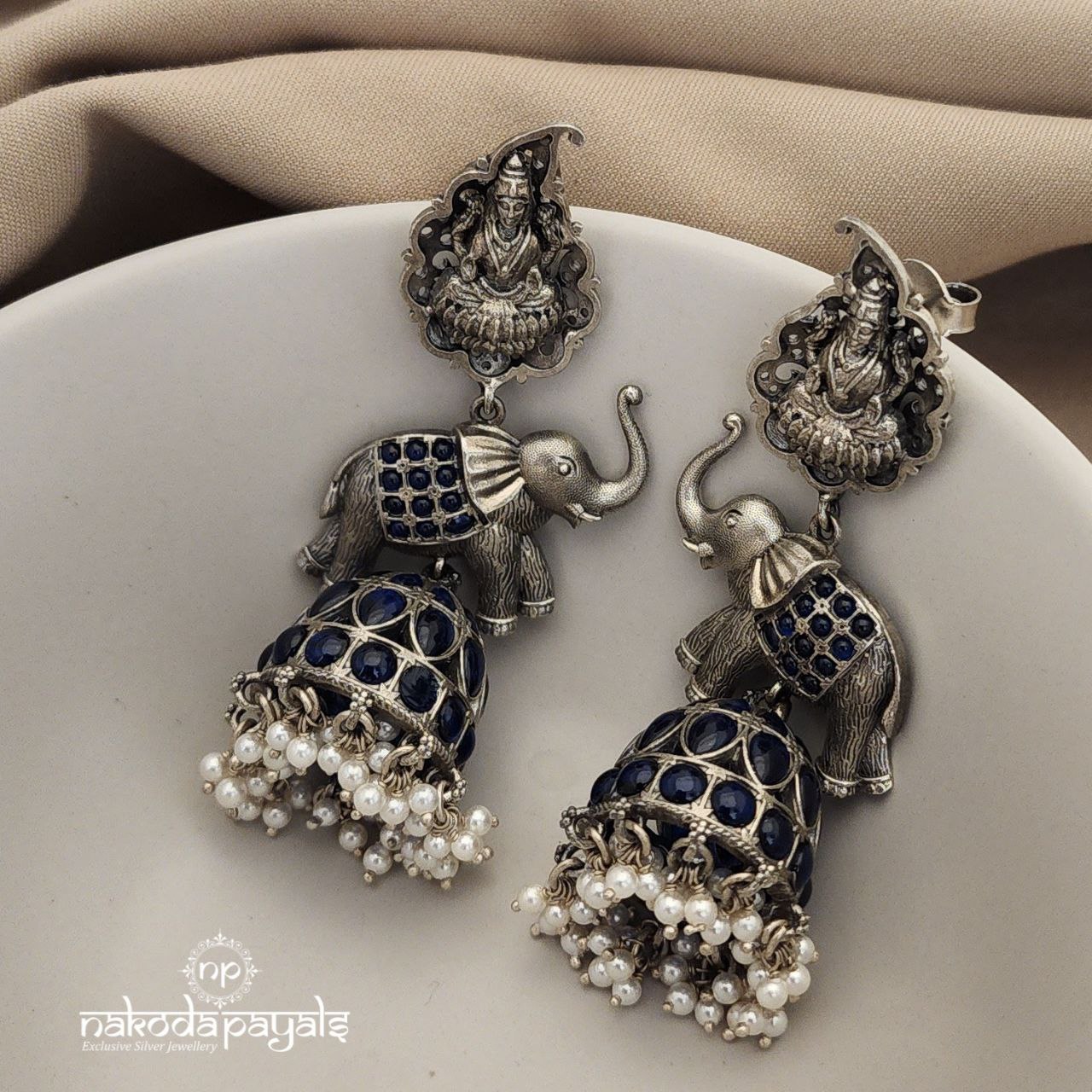 Blue Elephant Lakshmi Jhumka (J5200)