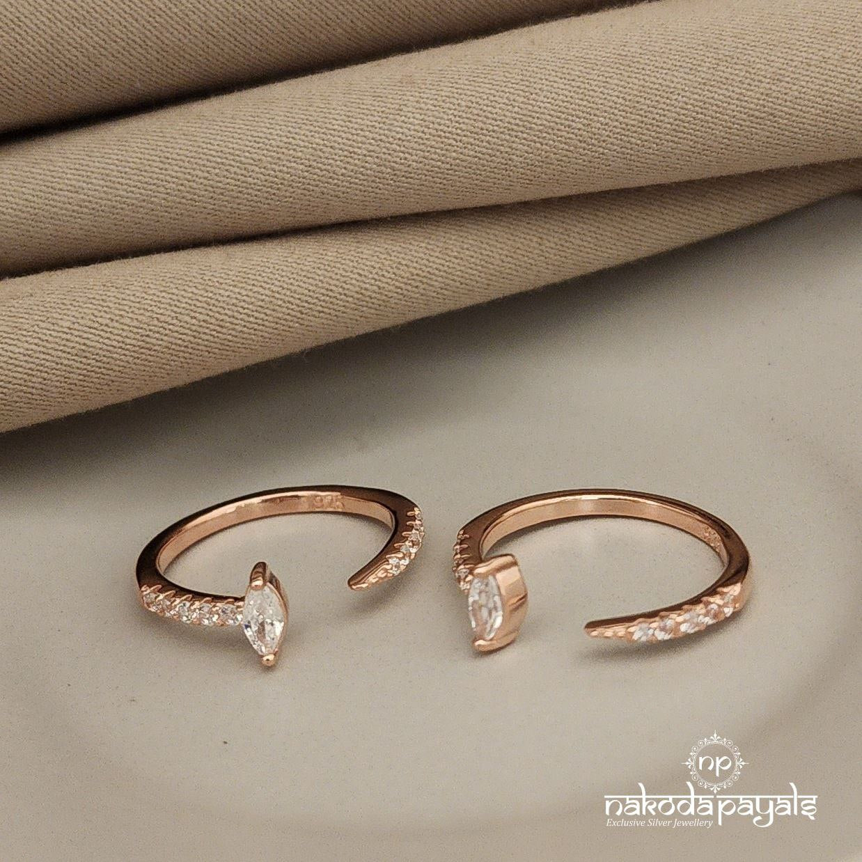 White Rosegold Toerings Pair (T2973)