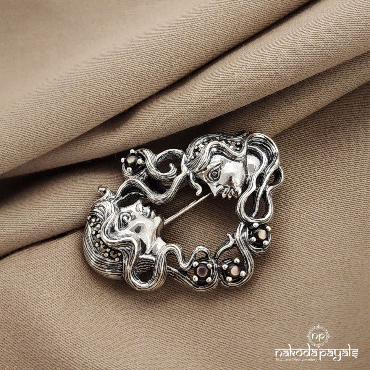 Nouveau Styled Woman Flowing Hair Brooch (St2177)