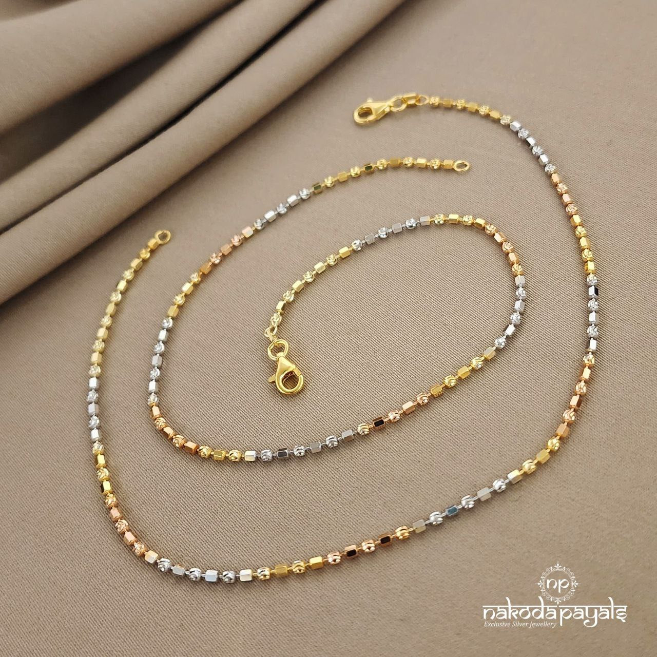 Tri Tone Slim Anklets (A4637)