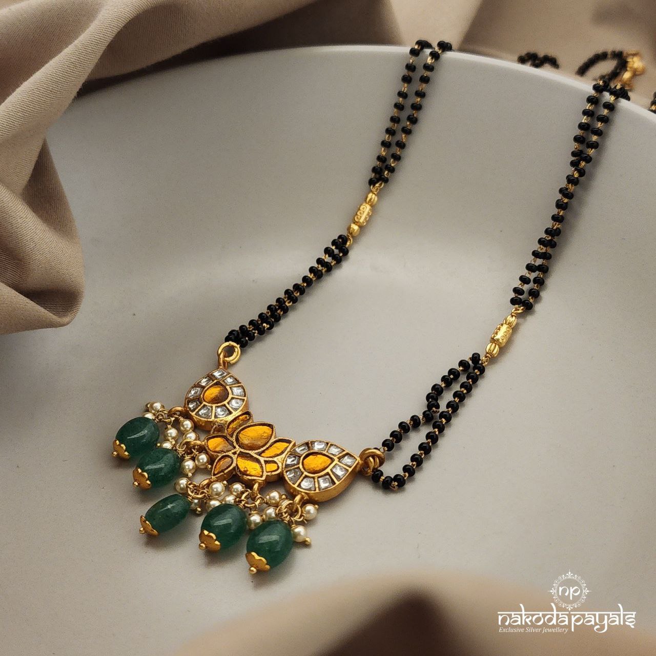 Yellow Lotus Silver Mangalsutra (Ms0435)