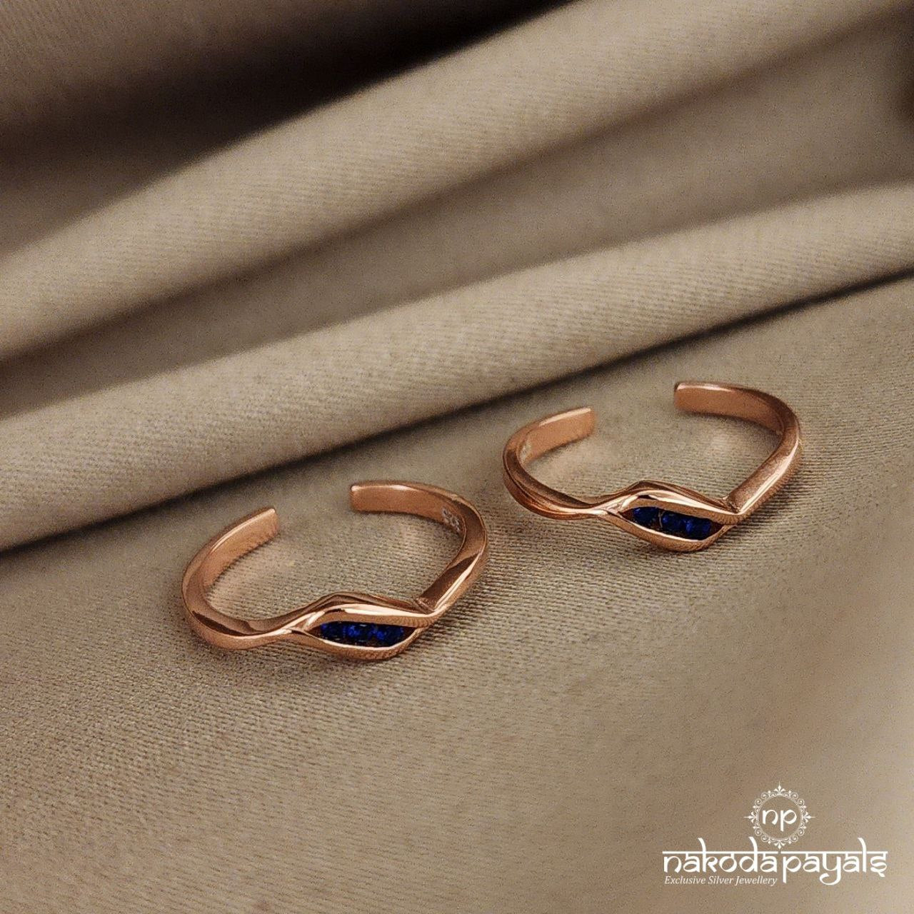 Leafy Azure Sparkle Toe Ring (T3021)