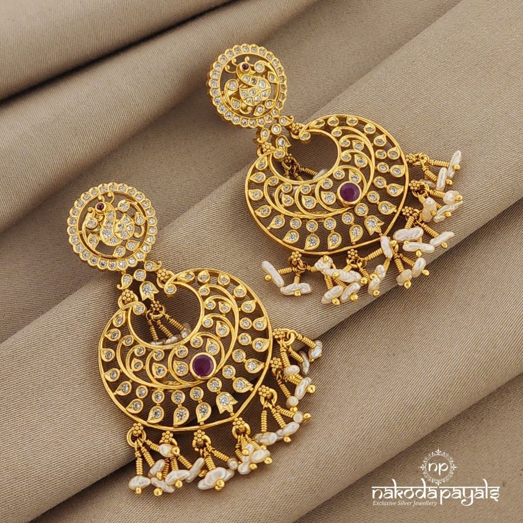 Peacock Heart Gold-Plated Earrings (Ge6866)