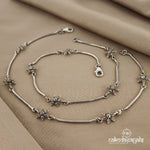 Pent Floweral Marcasite Anklets, 11 Inch (A4873)