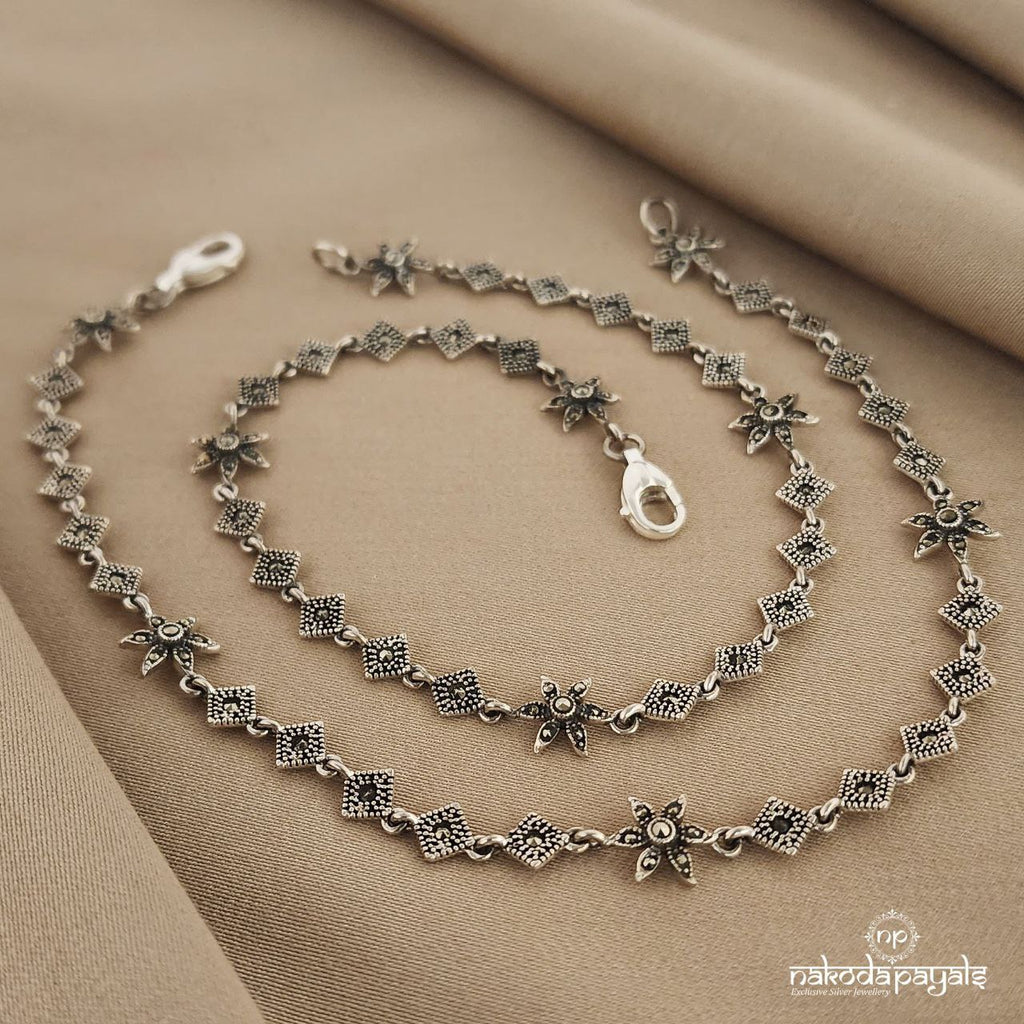 Dimond Blossom Marcasite Anklets (A4875)