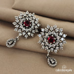 Red Floral Sparkle Studs (S8818)