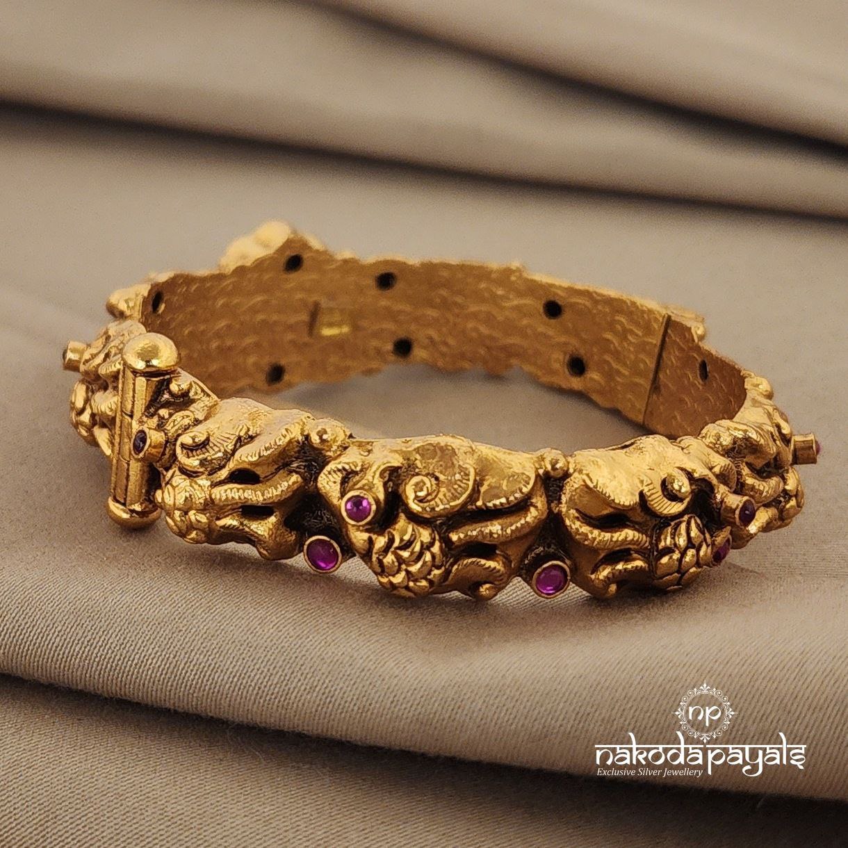 Peacock Kundan Openable Screw Kada Single (Gk2460)