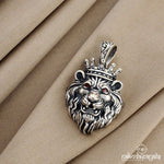Crowned Lion Oxidised Pendant (P2121)