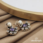 Square Floral Amethyst Studs (S8841)