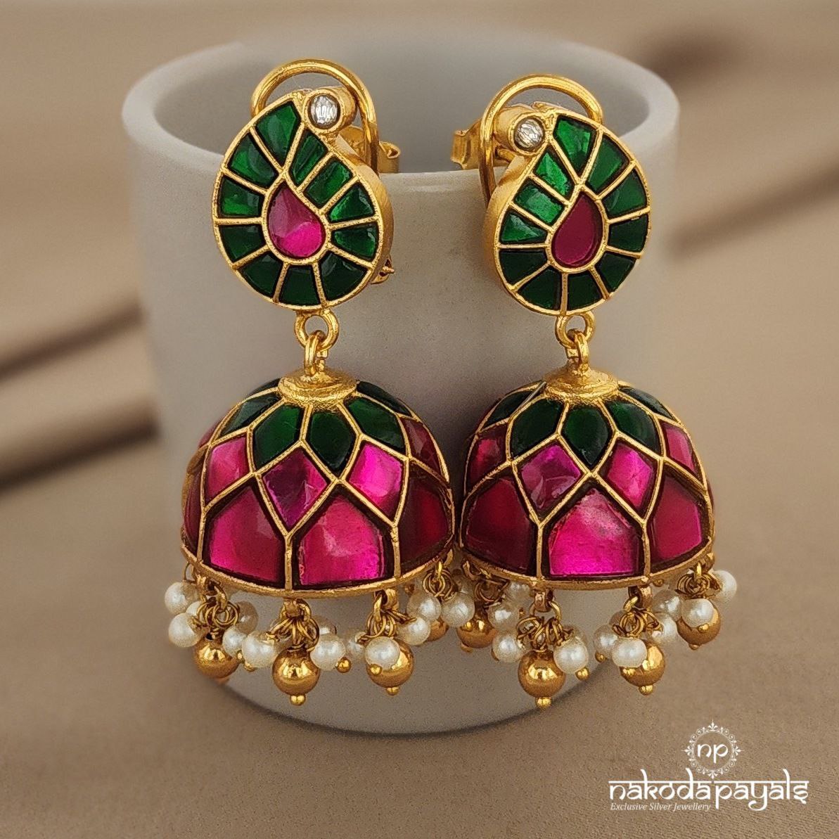 Rani Mini Mango Kundan Long Neckpiece with Earrings (Gn964)