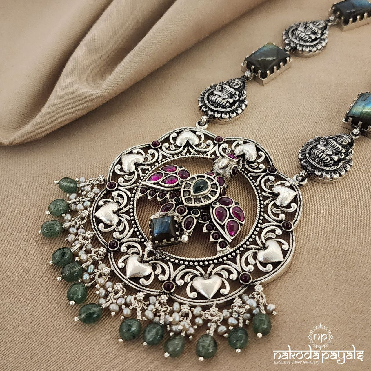 Moonstone Mahalakshmi Long Neckpiece (N9179)