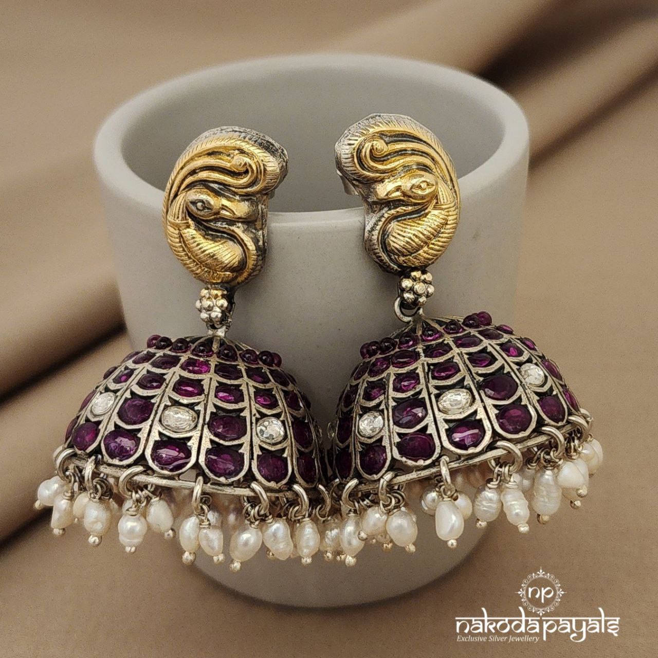 Peacock Dual tone Jhumka (DT1007)