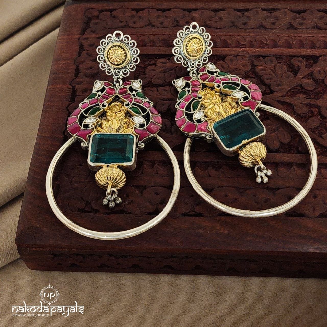 Emerald with Duo Peacock Dual Tone Chandbali (DT1021)