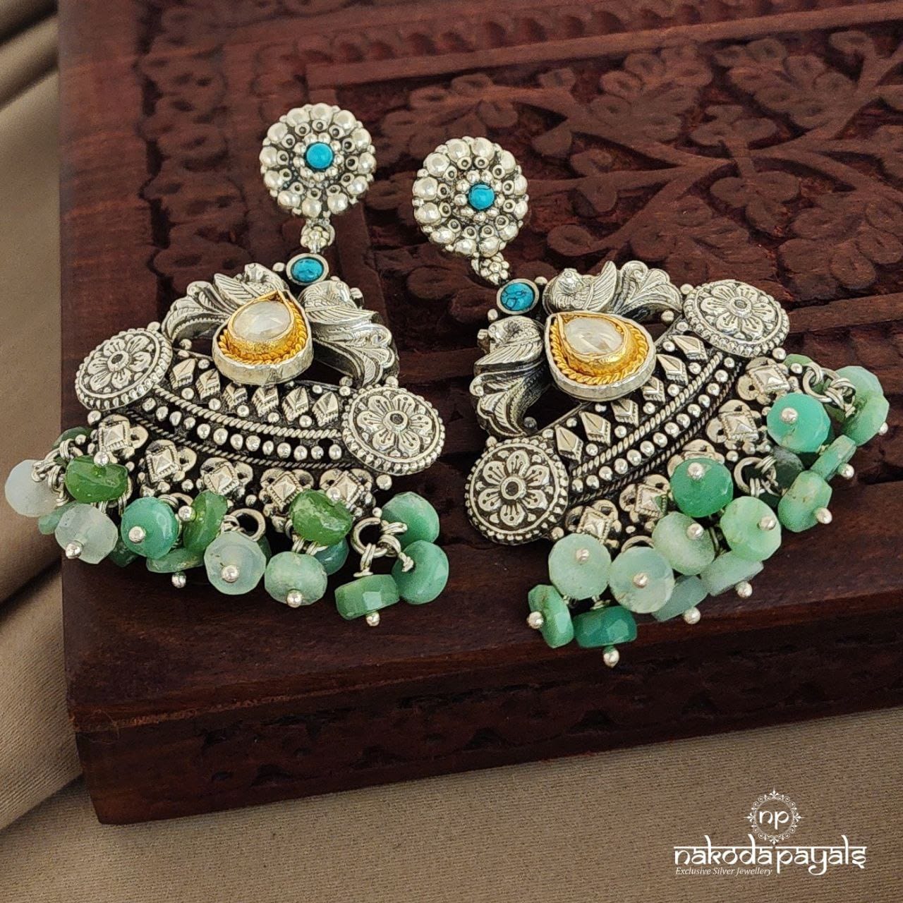 Turquoise Dual Tone Chandbali (DT1029)