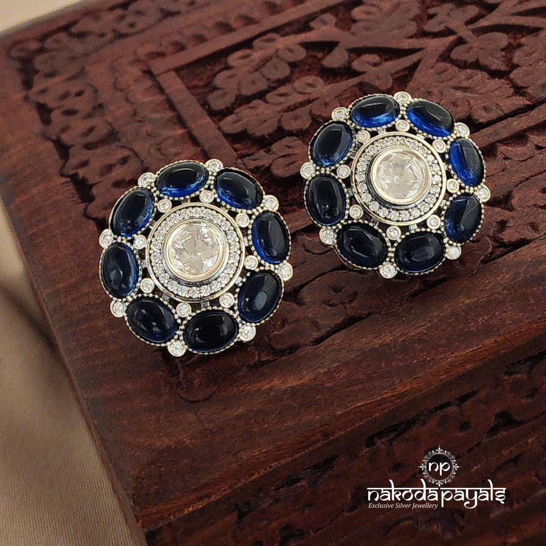 Blueish Polki Studs (S9033)