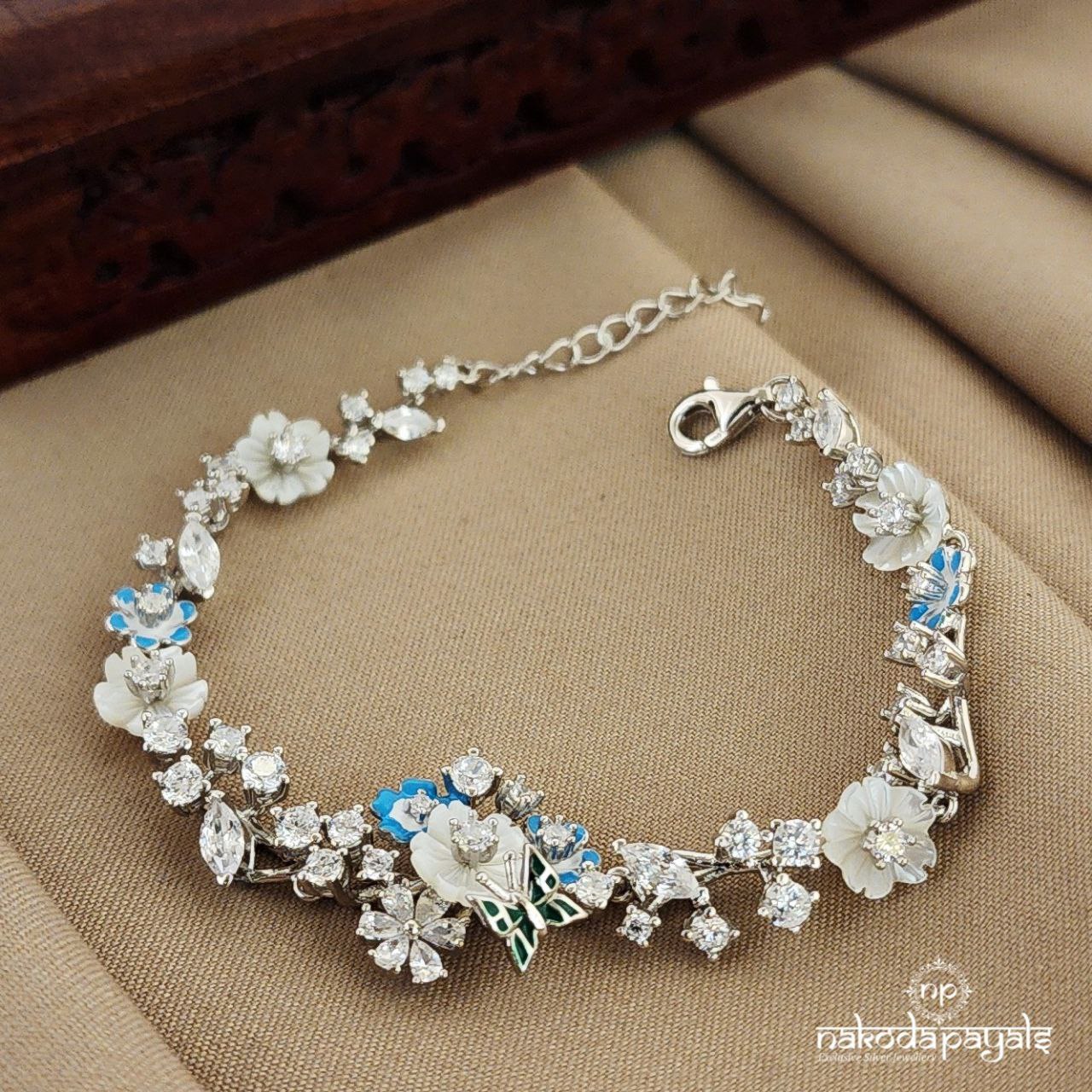 Blue Floral MOP Bracelet (Br1446)