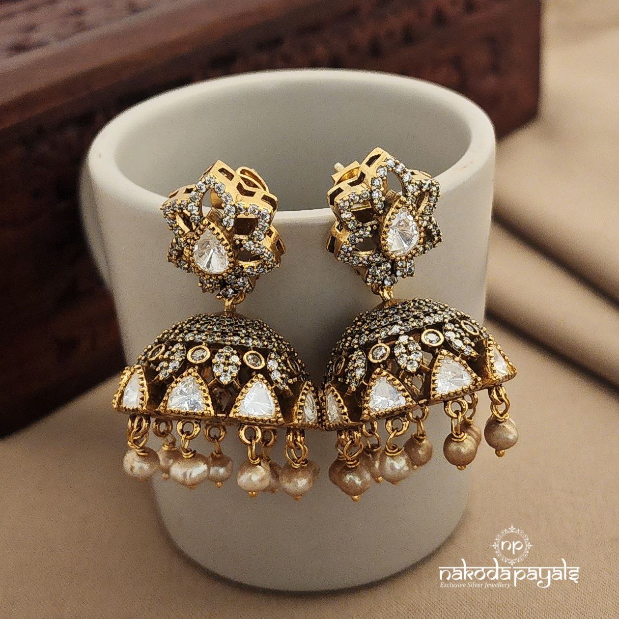 White Moissanite Jhumka (Ge7383)