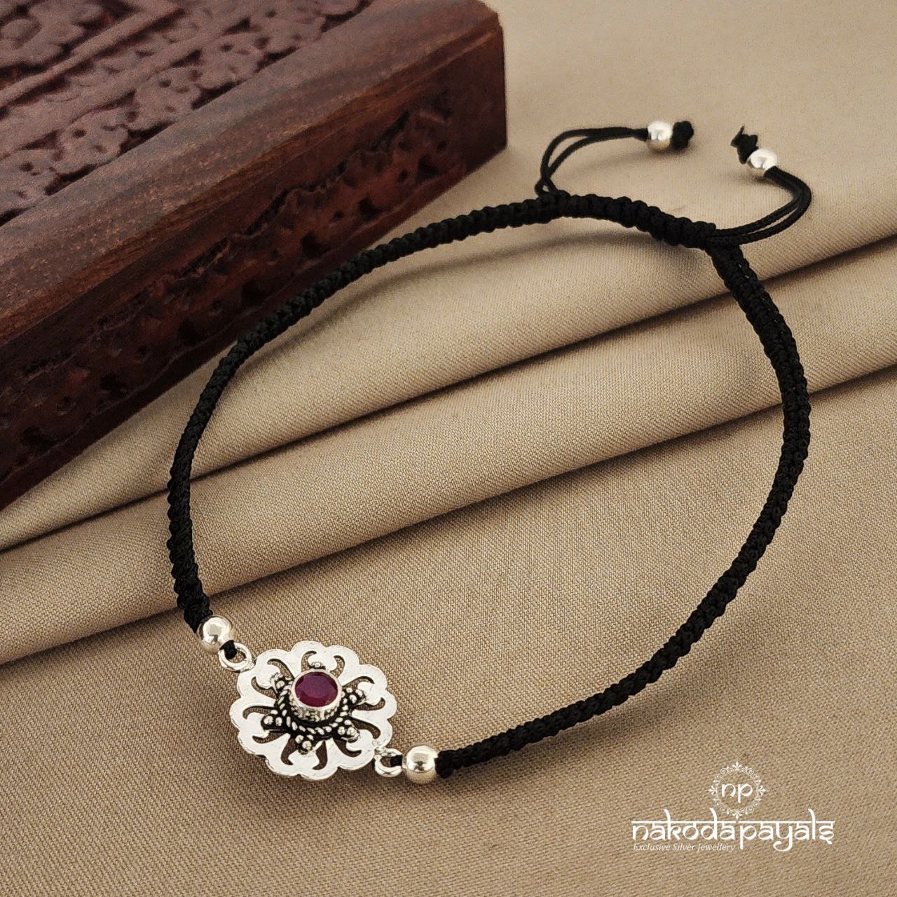 Ruby Floral Nazariya Thread Anklet (NZ0663)