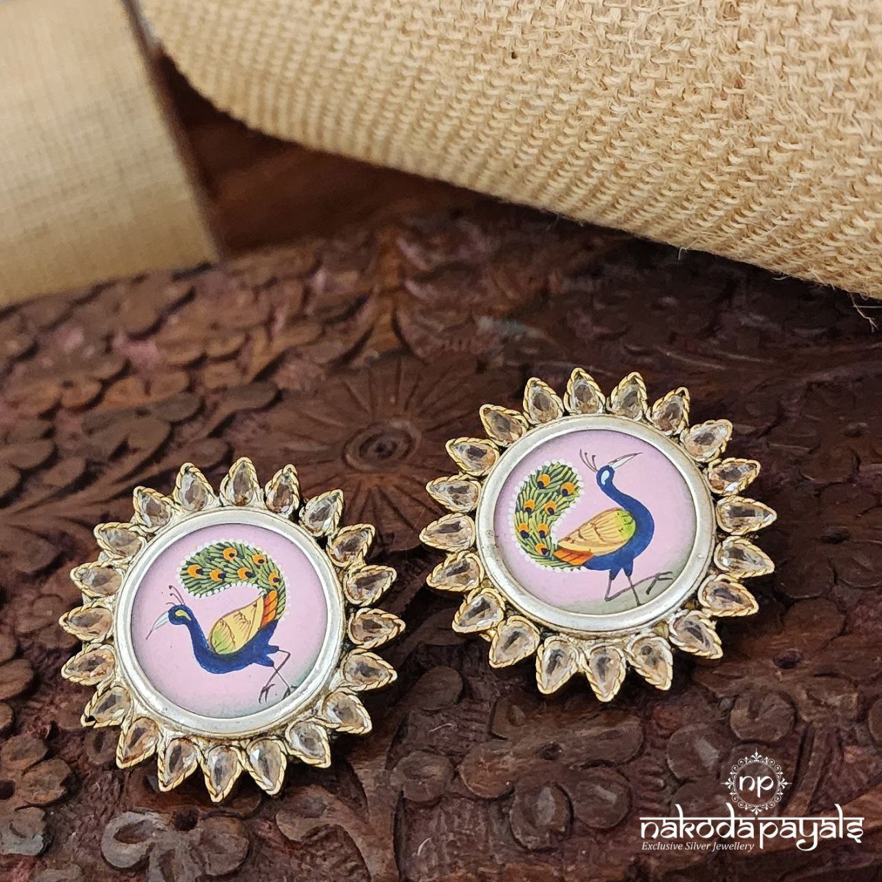 Polki Painted Peacock Studs (Dt1175)