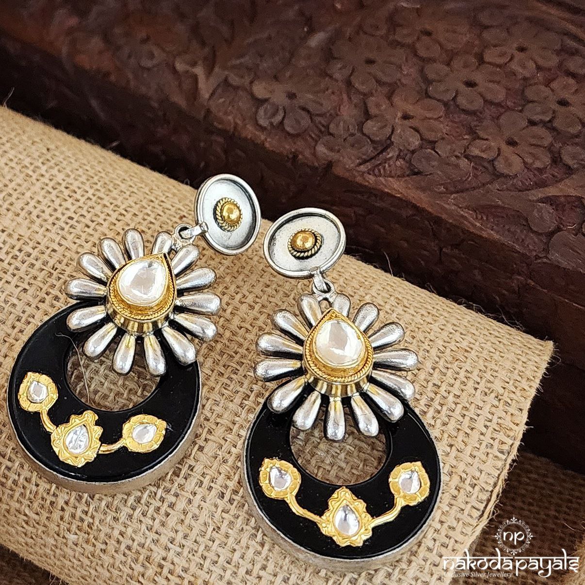 Kundan Onyx Chandbali (Dt1177)